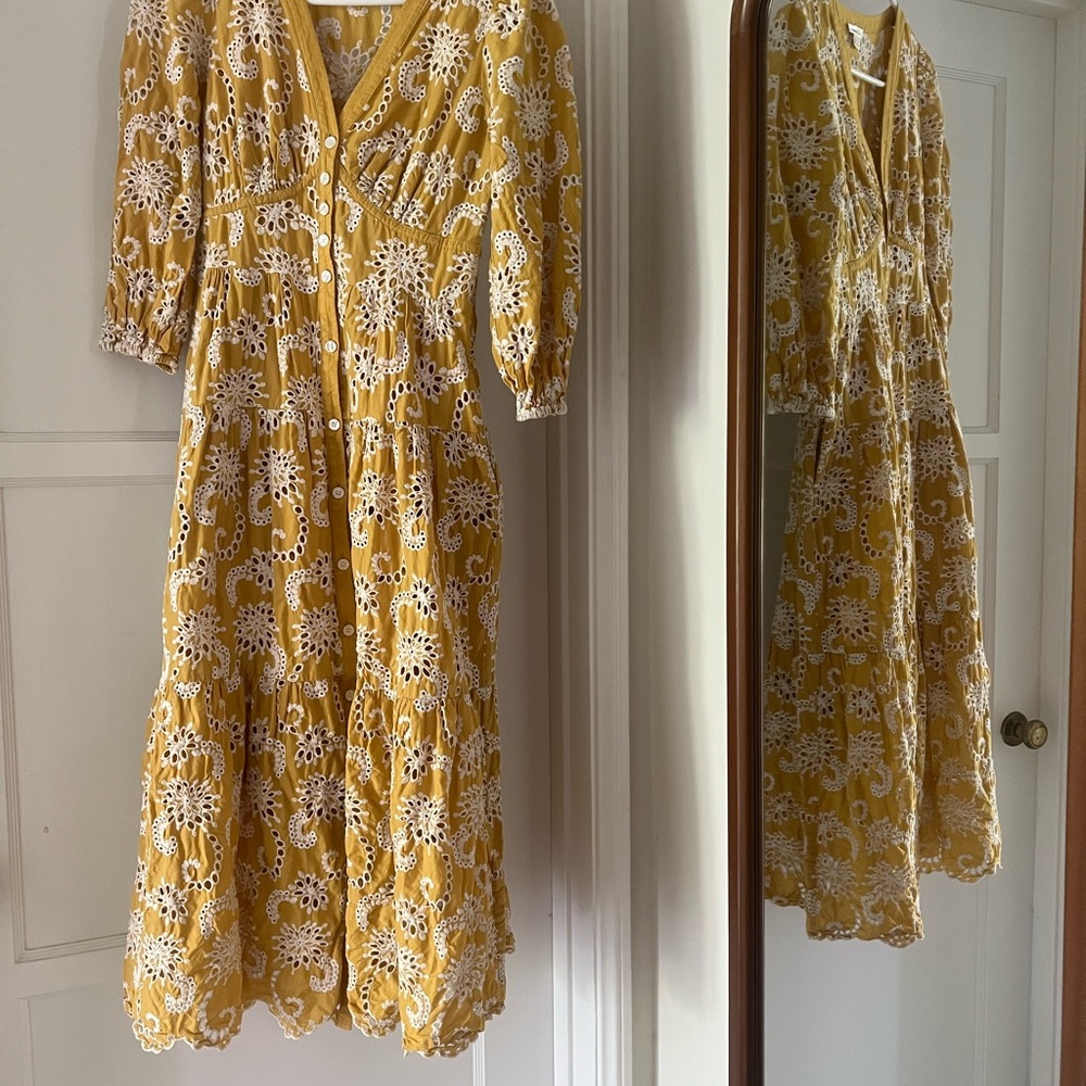 Yellow Floral Midi Dress